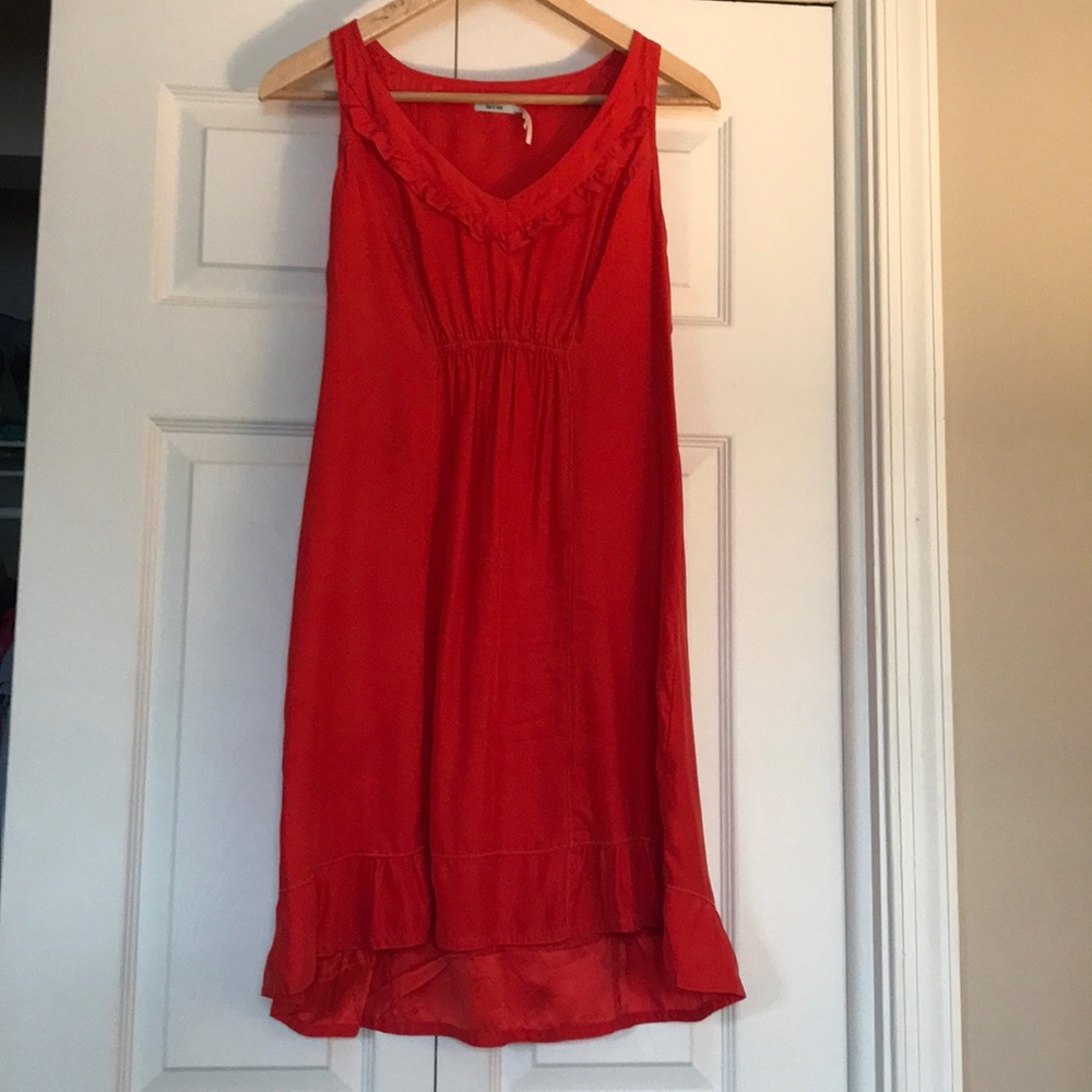 Kimchi Blue Red Silk ruffle Dress